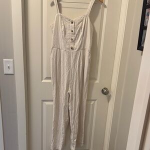 Cream Button up Jumpsuit